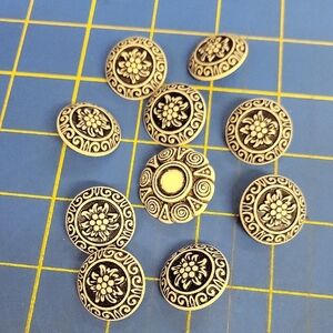 Vintage Style Black Cream Decorative Buttons Lot 9